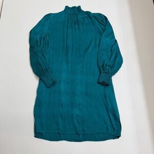 FRNCH Paris Teal Textured Smocked Dress Women's Small Boho Romantic
